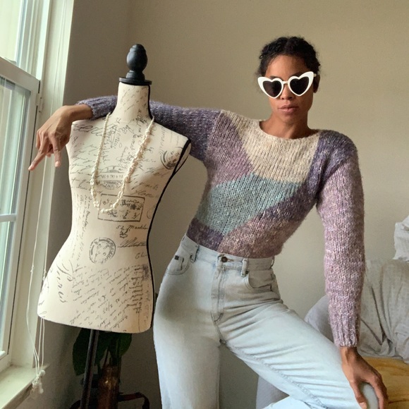 Authentic Original Vintage Style Sweaters - Vintage geometric pastel sweater